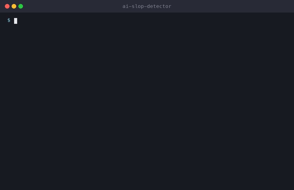 ai-slop-detector demo with real terminal output
